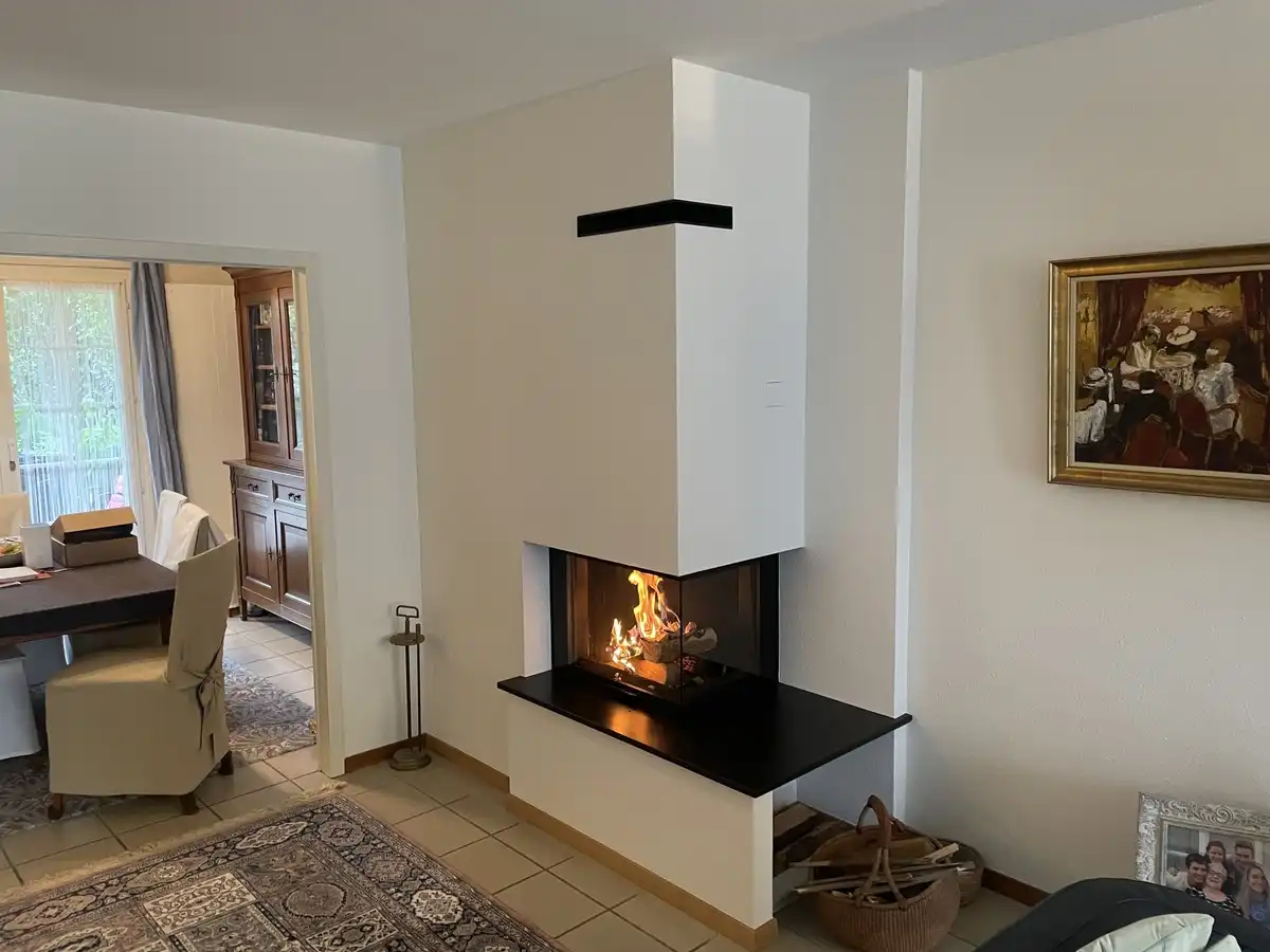 Récupérateur de chaleur deux faces avec tablette pierre_Plan-les-Ouates