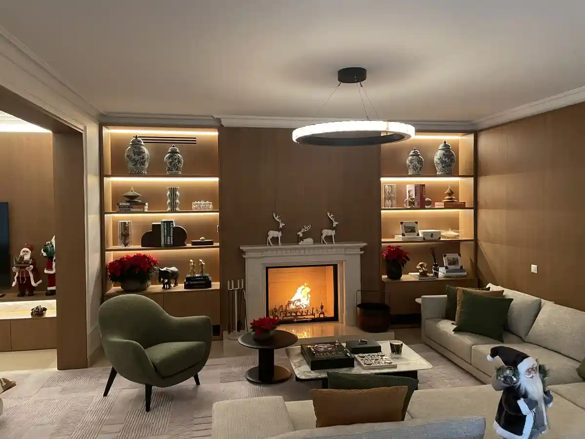 cheminée avec entourage en pierre_porte escamotable_Corsier